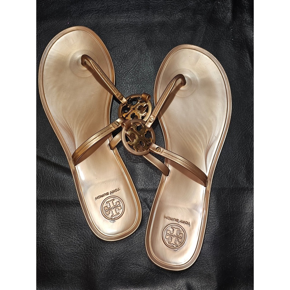 Tory‎ Burch Womens Rose Gold Mini Miller Jelly Thong Sandals 10